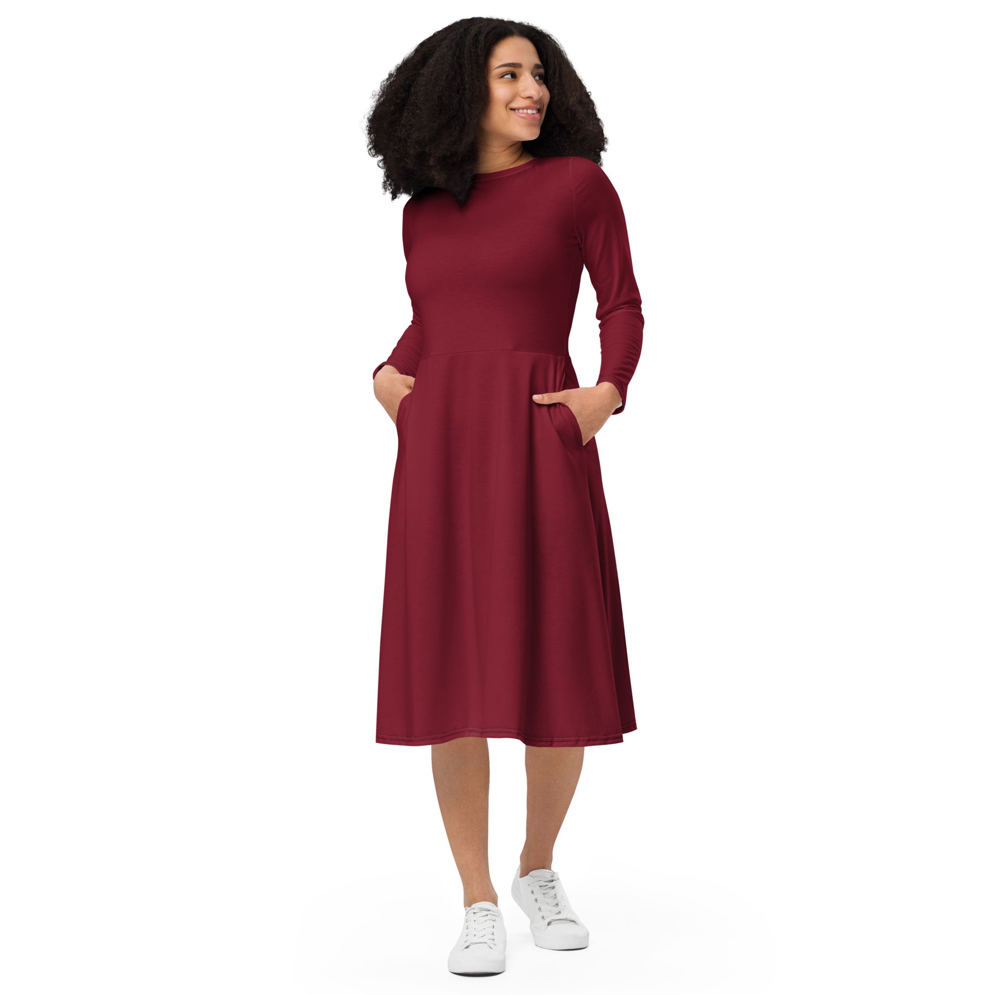 Burgundy Long Sleeve Midi Dress Saver Shopping Burgundy Long Sleeve Midi Dress Saver Shopping